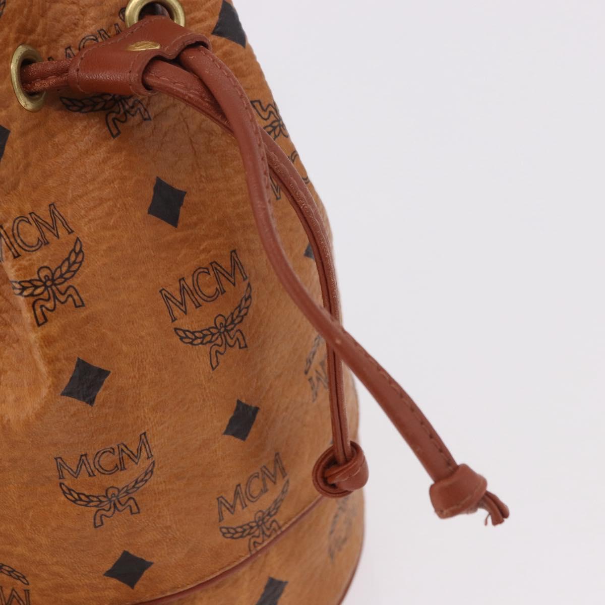 MCM Vicetos Logogram Shoulder Bag PVC Leather Brown Gold Auth hk3898