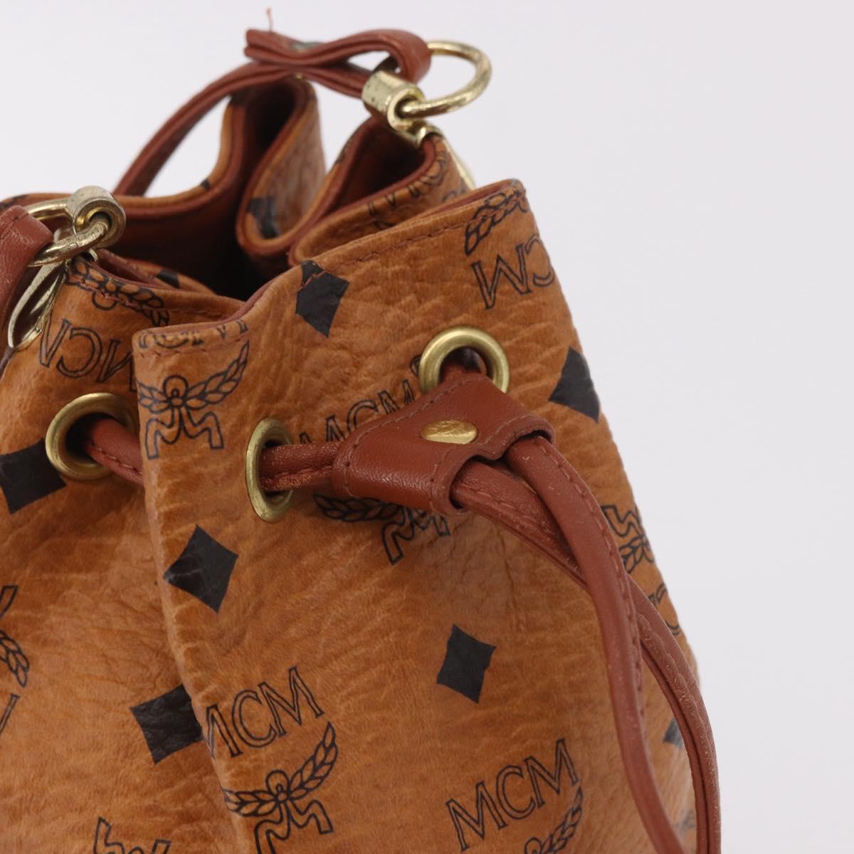 MCM Vicetos Logogram Shoulder Bag PVC Leather Brown Gold Auth hk3898