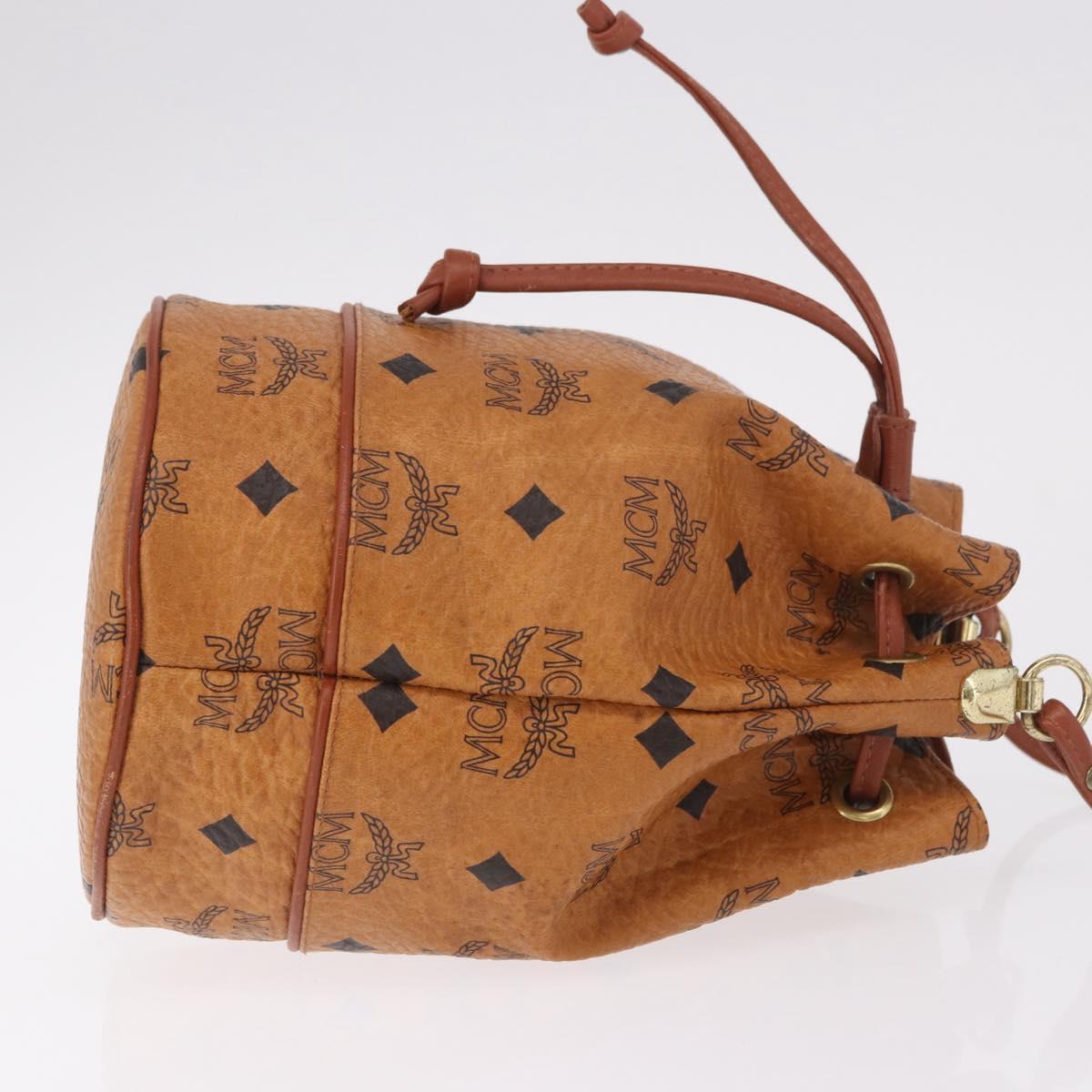 MCM Vicetos Logogram Shoulder Bag PVC Leather Brown Gold Auth hk3898