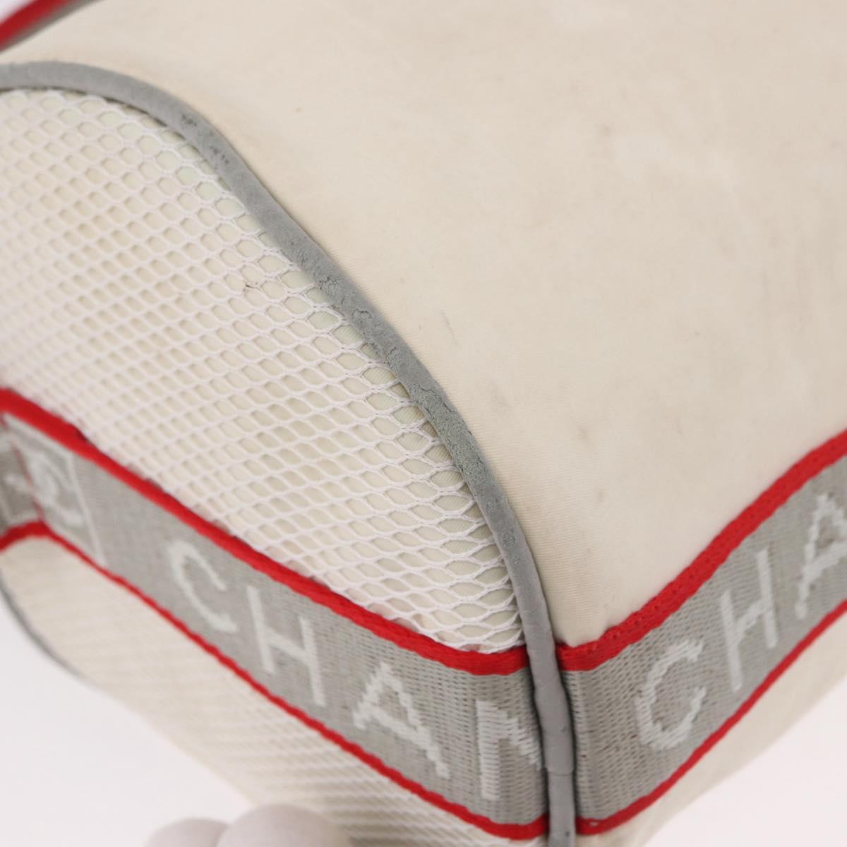 CHANEL Chanel Sports Shoulder Bag Nylon White Silver CC Auth hk3904