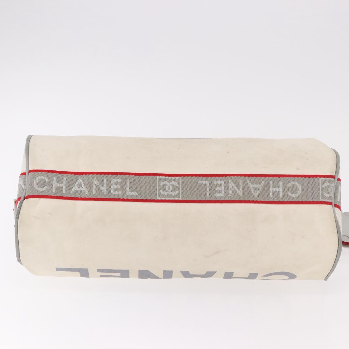 CHANEL Chanel Sports Shoulder Bag Nylon White Silver CC Auth hk3904