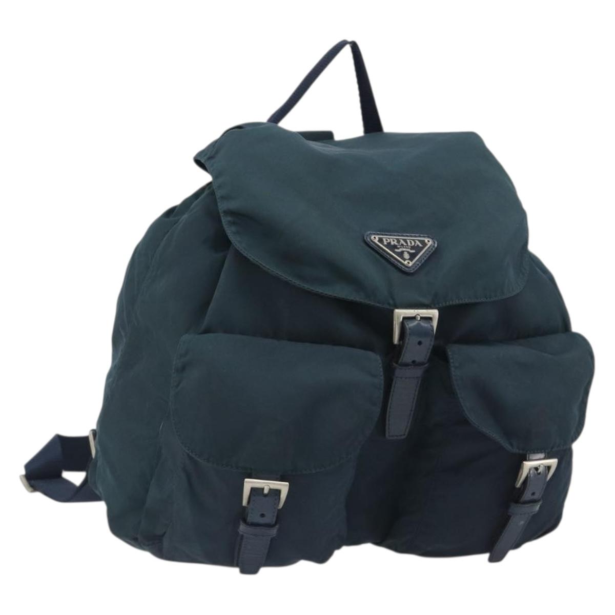 PRADA Backpack Nylon Navy Silver Auth hk3905