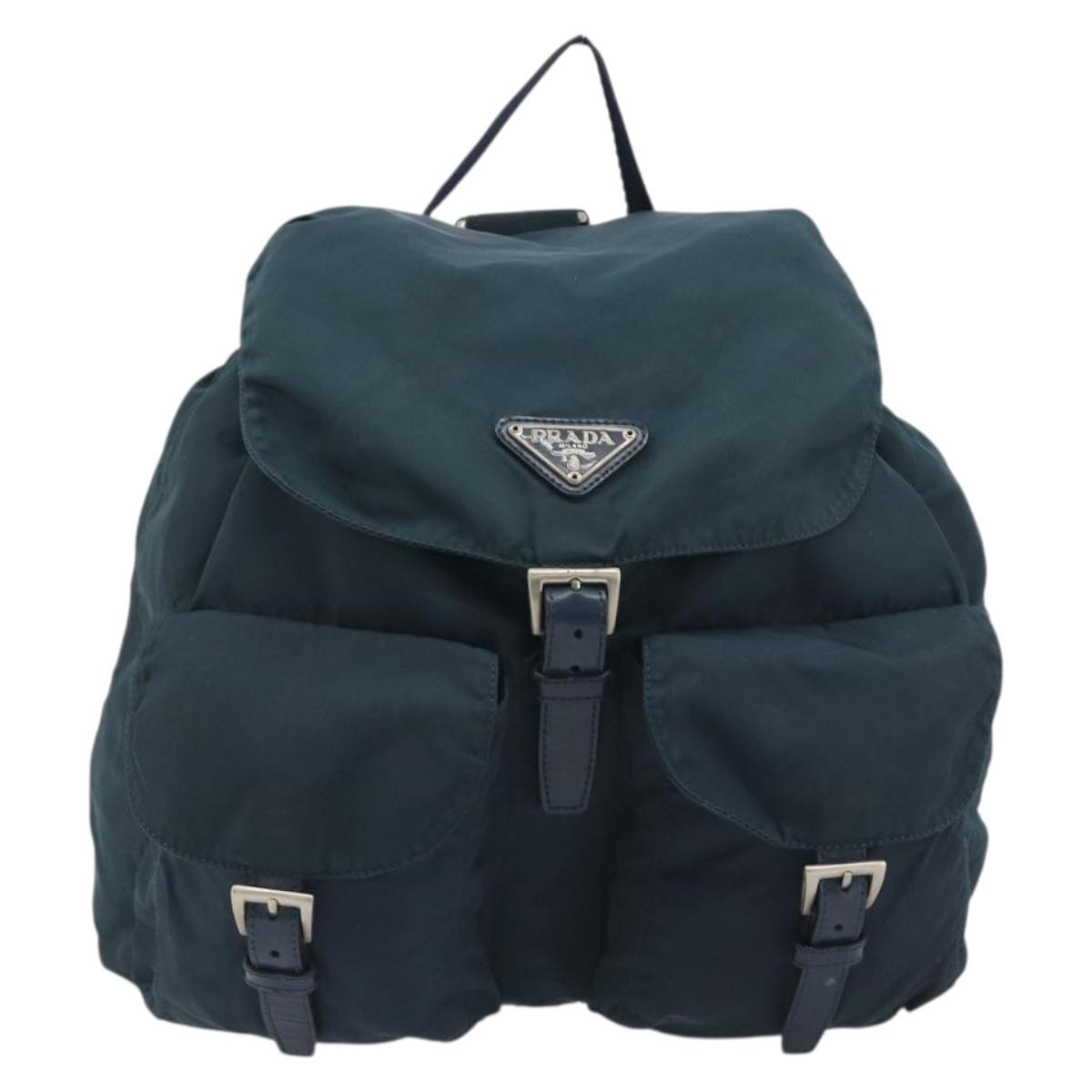 PRADA Backpack Nylon Navy Silver Auth hk3905