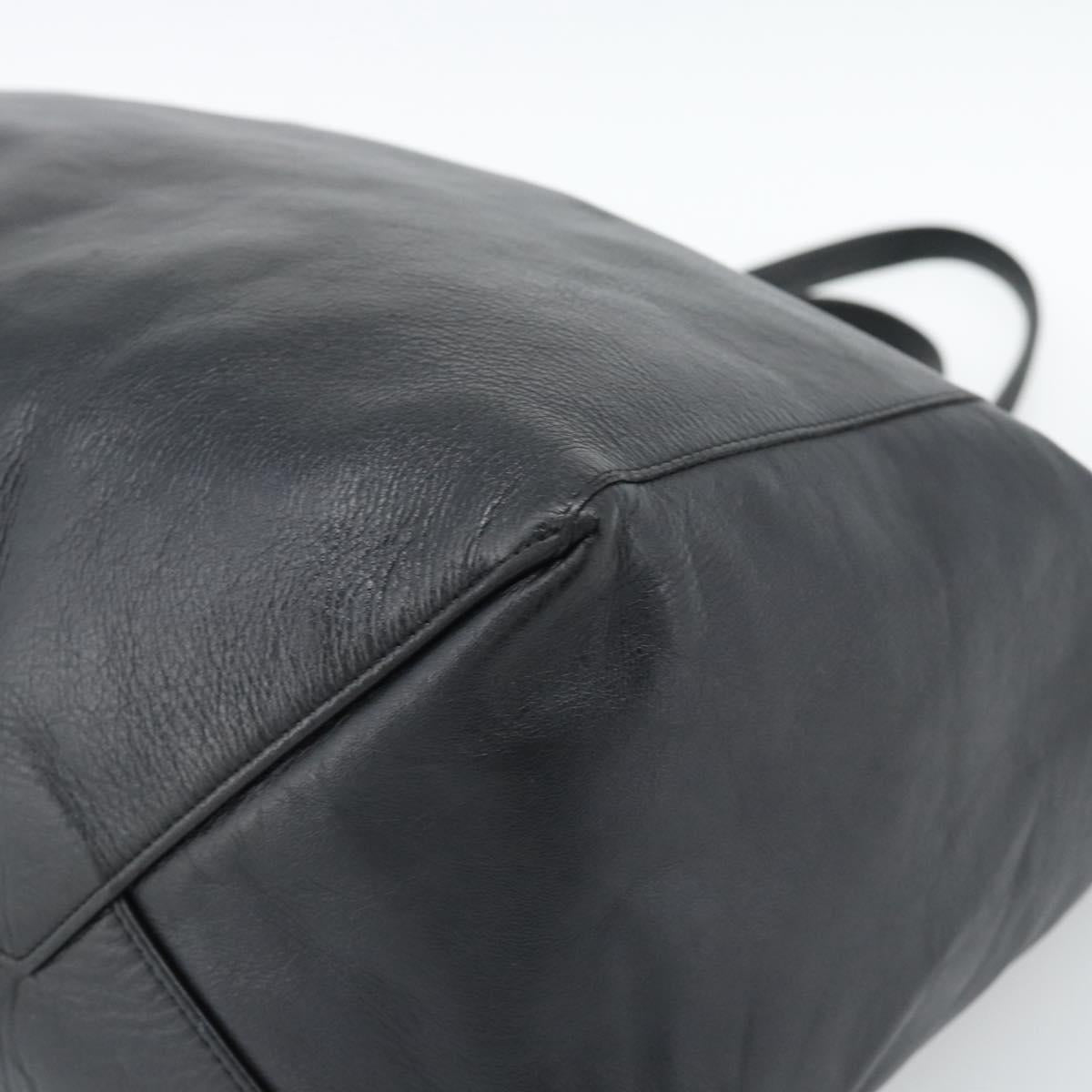 CELINE Horizontal Cabas Tote Bag Leather Black Gold Auth hk3929A