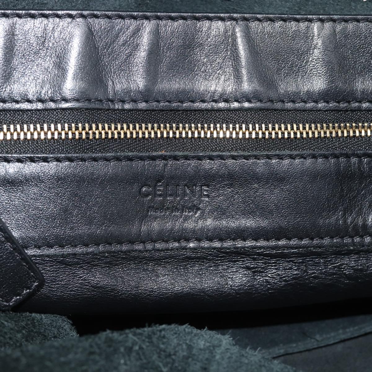 CELINE Horizontal Cabas Tote Bag Leather Black Gold Auth hk3929A