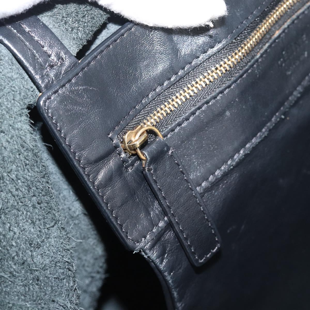 CELINE Horizontal Cabas Tote Bag Leather Black Gold Auth hk3929A