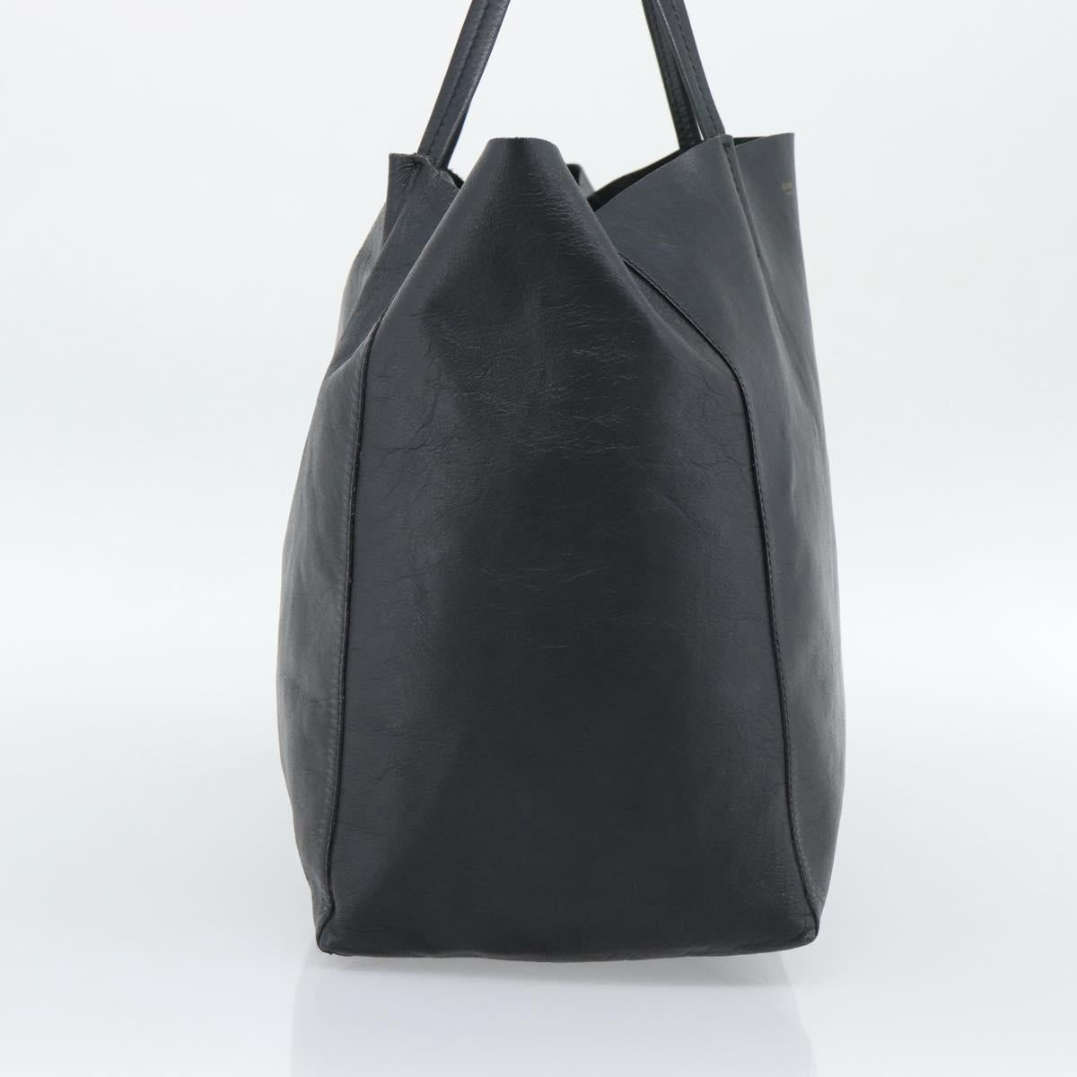 CELINE Horizontal Cabas Tote Bag Leather Black Gold Auth hk3929A