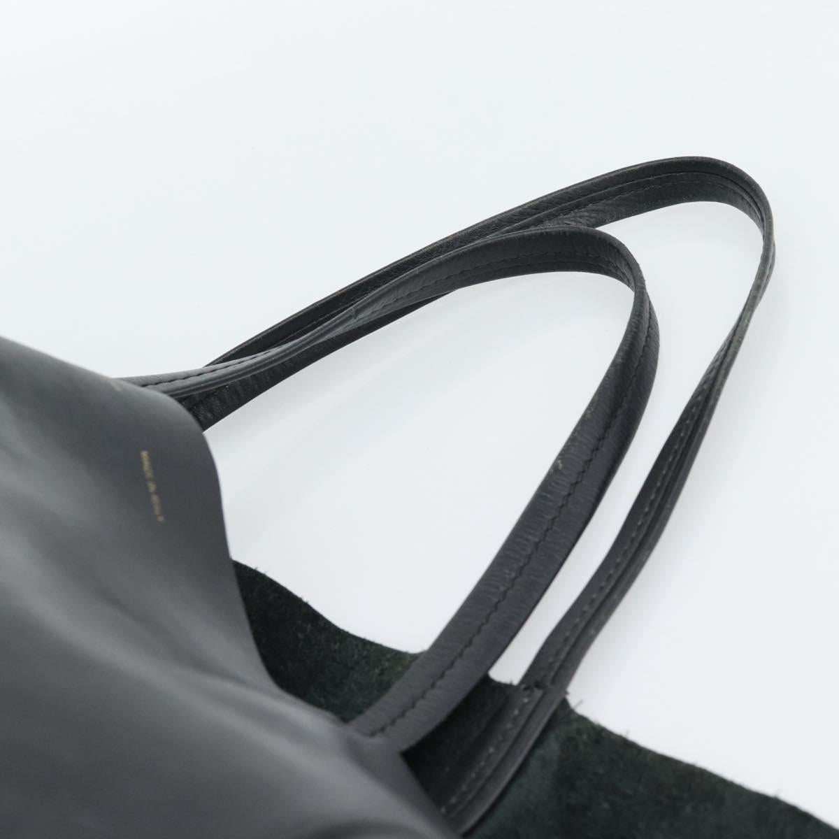 CELINE Horizontal Cabas Tote Bag Leather Black Gold Auth hk3929A