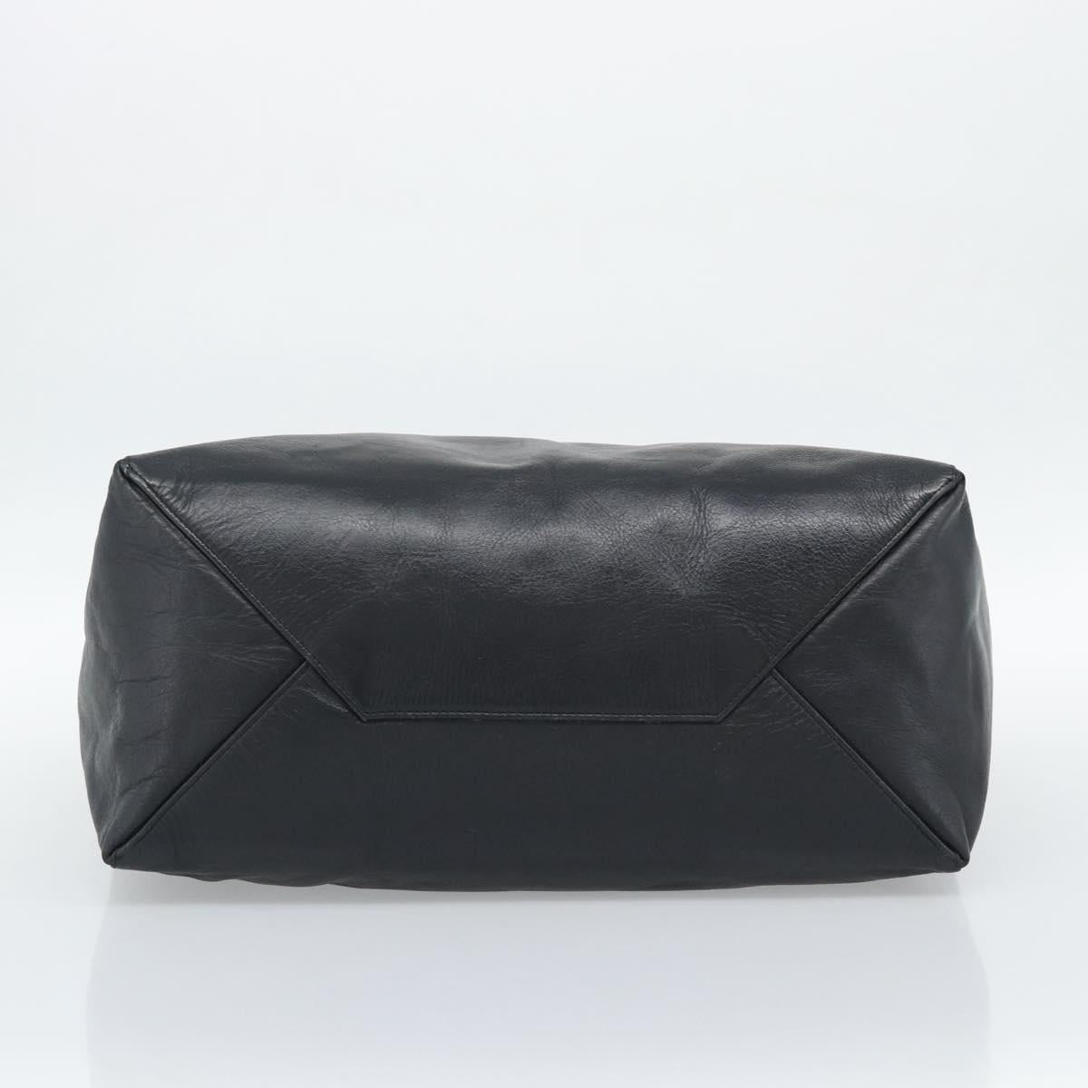 CELINE Horizontal Cabas Tote Bag Leather Black Gold Auth hk3929A