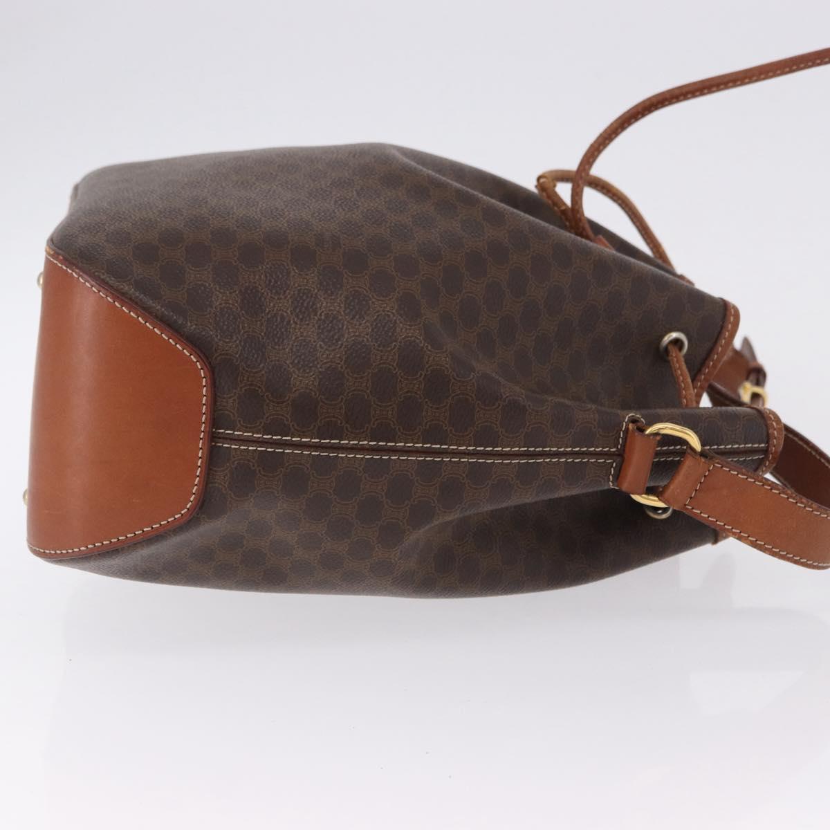 CELINE Macadam Canvas Shoulder Bag PVC Leather Brown Gold Auth hk3930