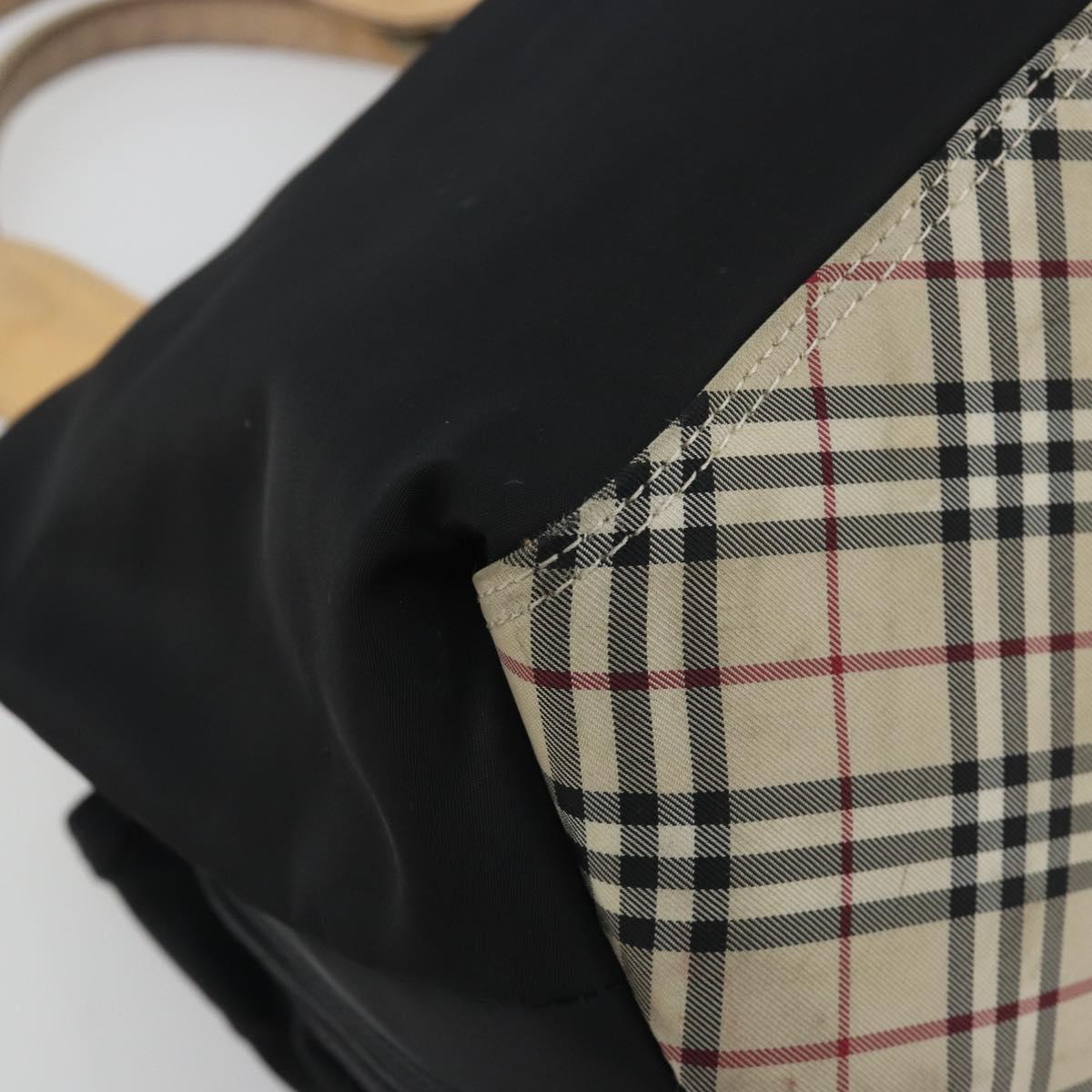 BURBERRY Hand Bag Nylon Black Silver Auth hk3932