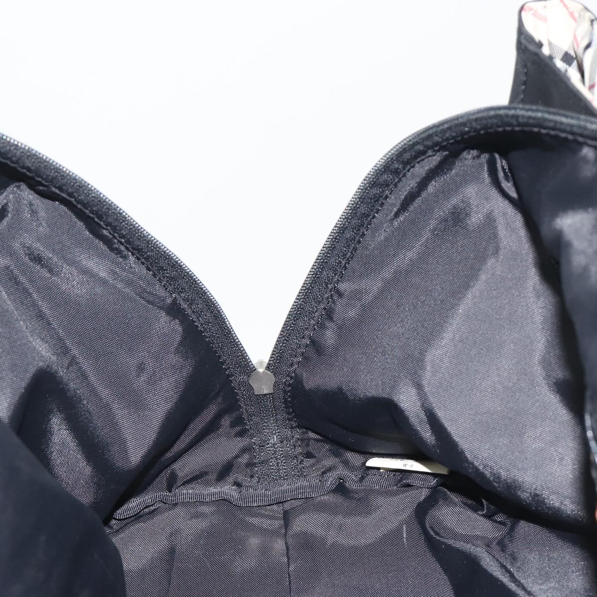BURBERRY Hand Bag Nylon Black Silver Auth hk3932