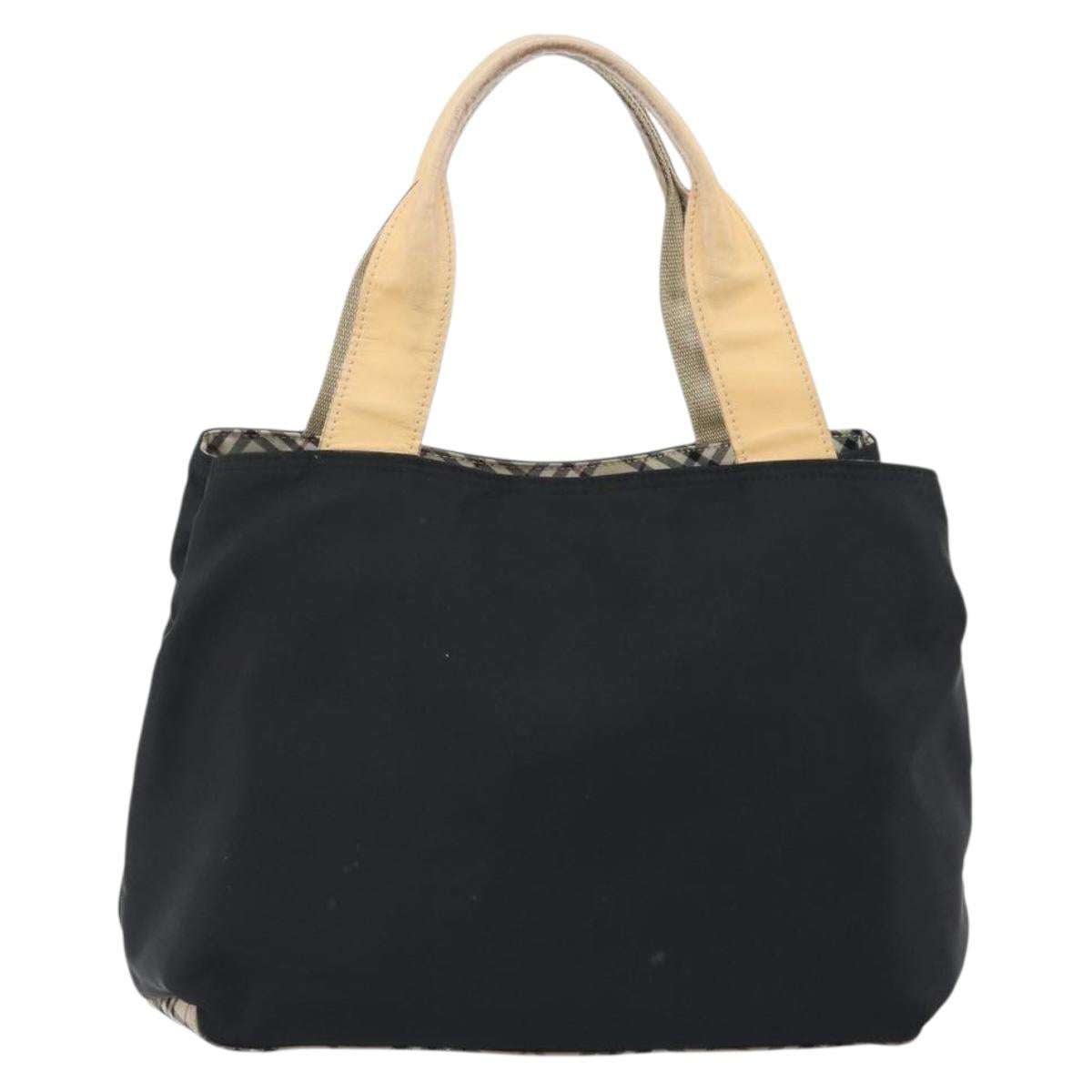 BURBERRY Hand Bag Nylon Black Silver Auth hk3932