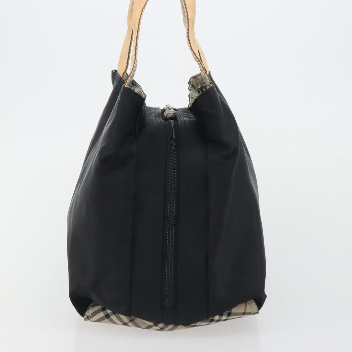 BURBERRY Hand Bag Nylon Black Silver Auth hk3932