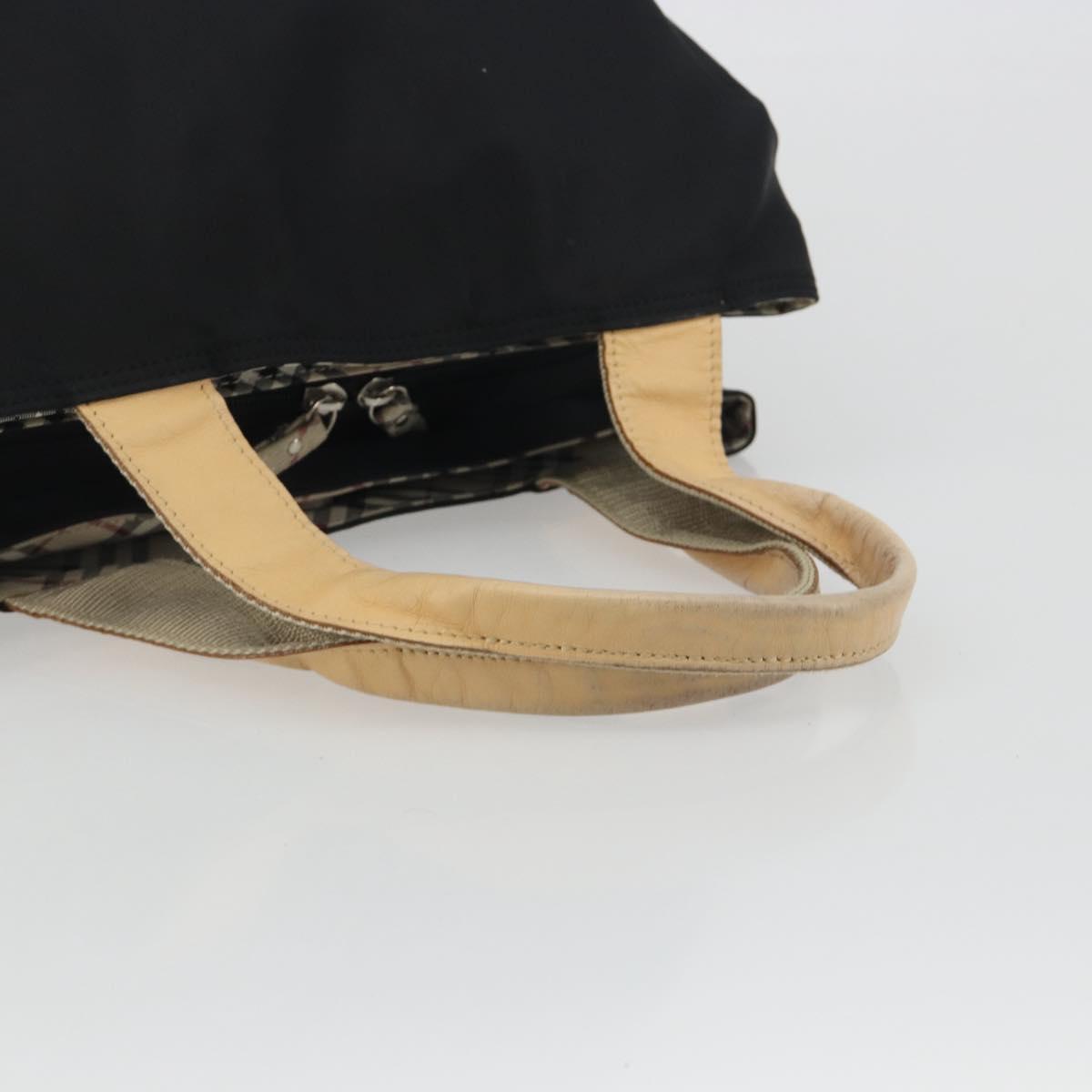 BURBERRY Hand Bag Nylon Black Silver Auth hk3932