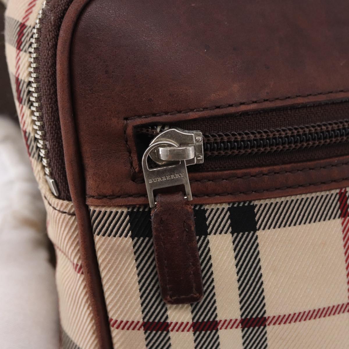 BURBERRY Nova Check Body Bag Canvas Beige Silver Auth hk3936