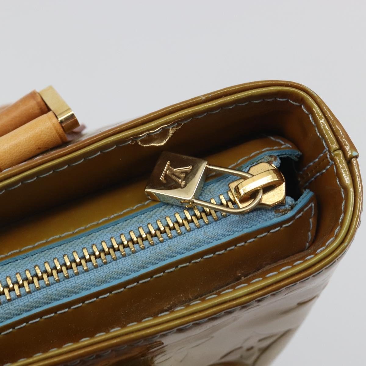 LOUIS VUITTON Monogram Vernis Houston Hand Bag Baby Blue M91005 LV Auth hk3937
