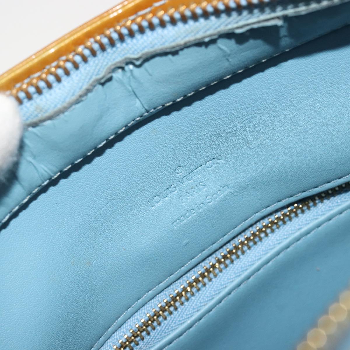 LOUIS VUITTON Monogram Vernis Houston Hand Bag Baby Blue M91005 LV Auth hk3937