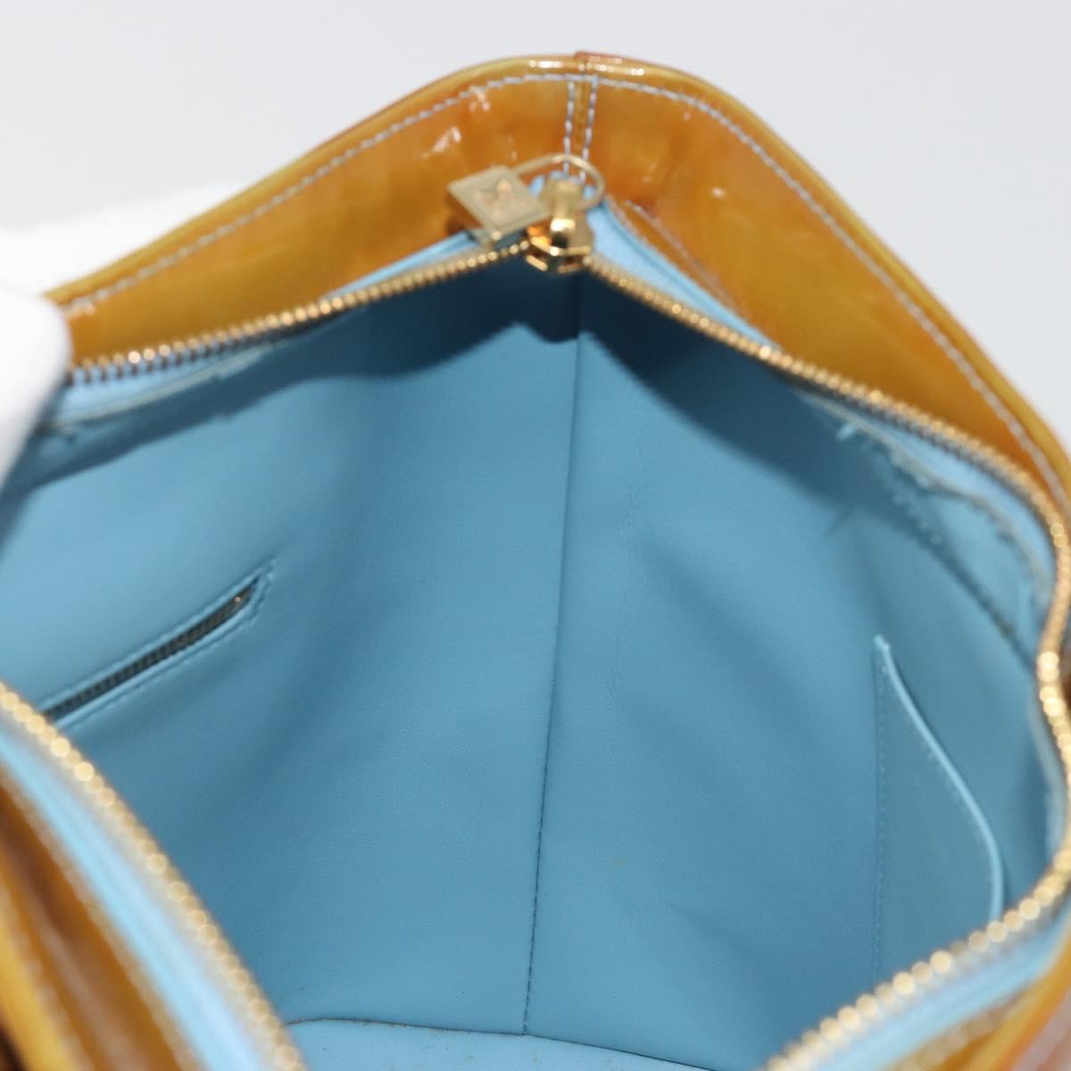 LOUIS VUITTON Monogram Vernis Houston Hand Bag Baby Blue M91005 LV Auth hk3937
