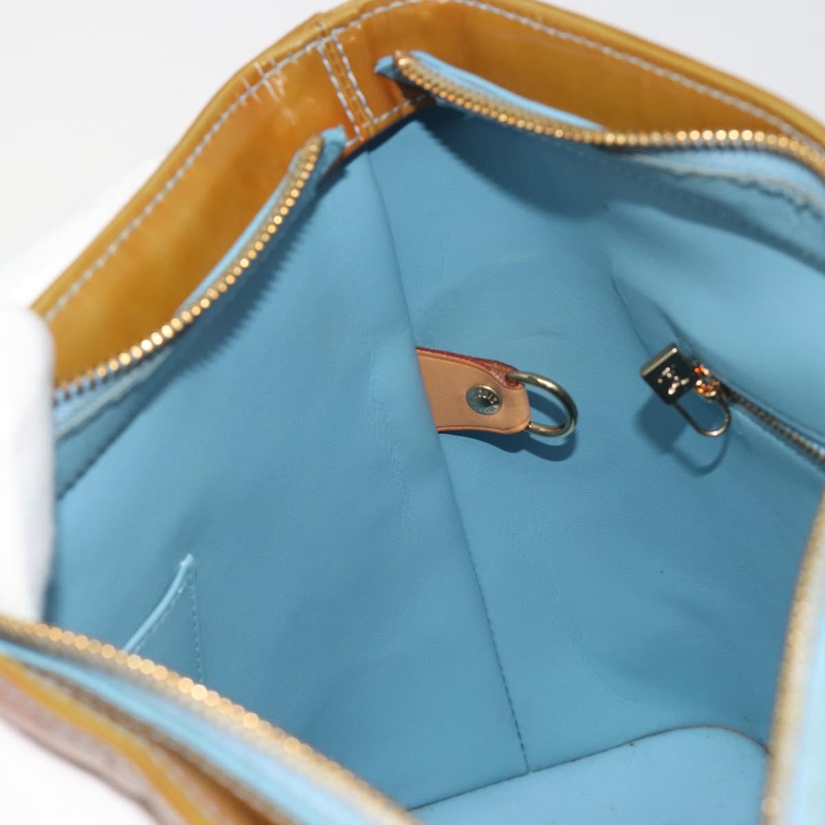 LOUIS VUITTON Monogram Vernis Houston Hand Bag Baby Blue M91005 LV Auth hk3937