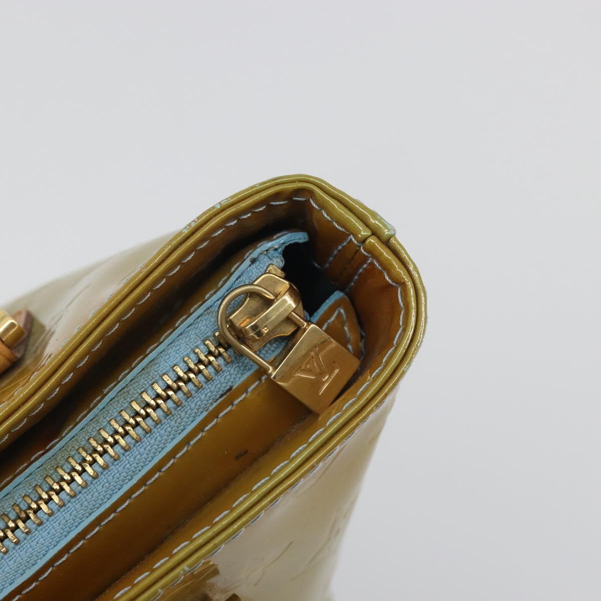 LOUIS VUITTON Monogram Vernis Houston Hand Bag Baby Blue M91005 LV Auth hk3940