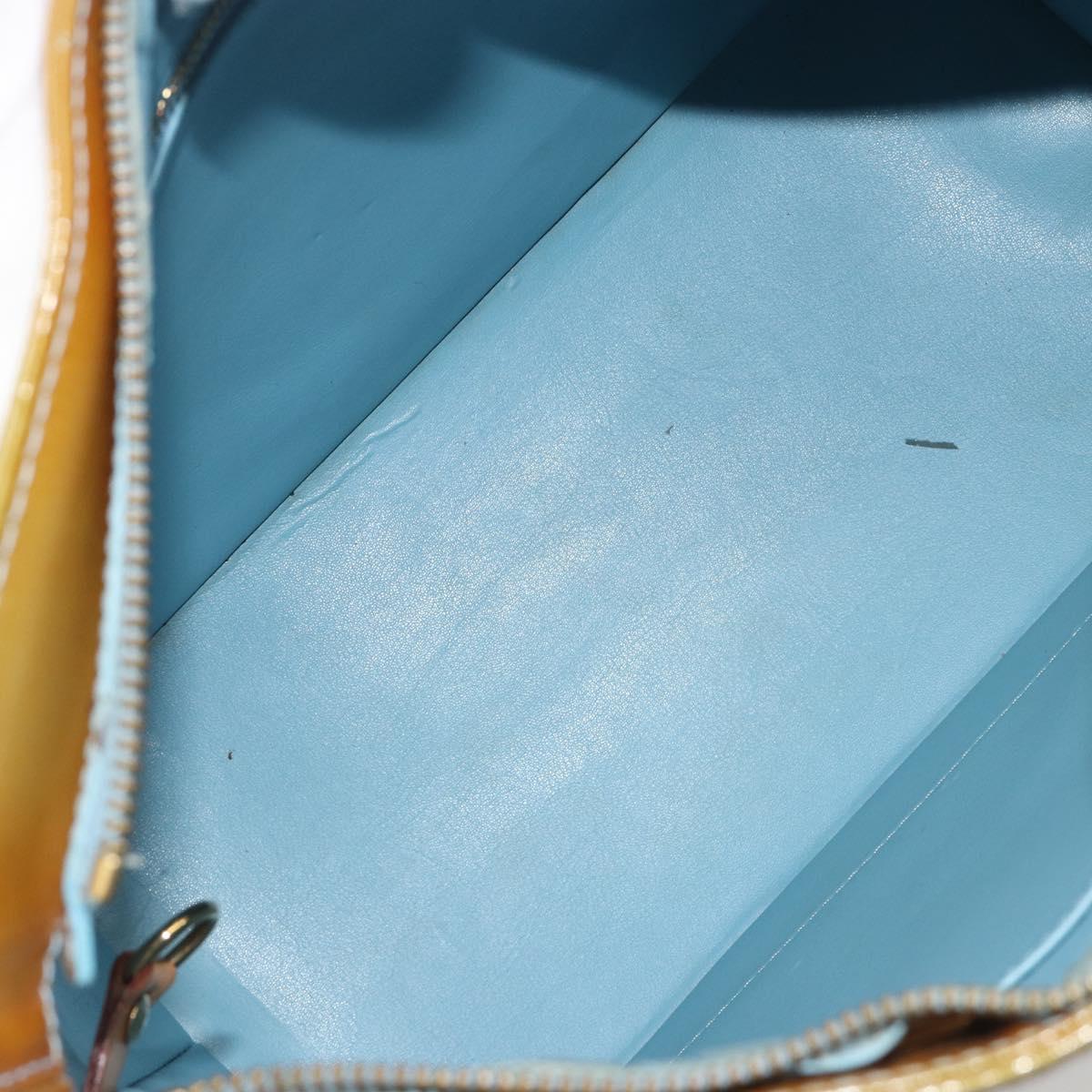 LOUIS VUITTON Monogram Vernis Houston Hand Bag Baby Blue M91005 LV Auth hk3940
