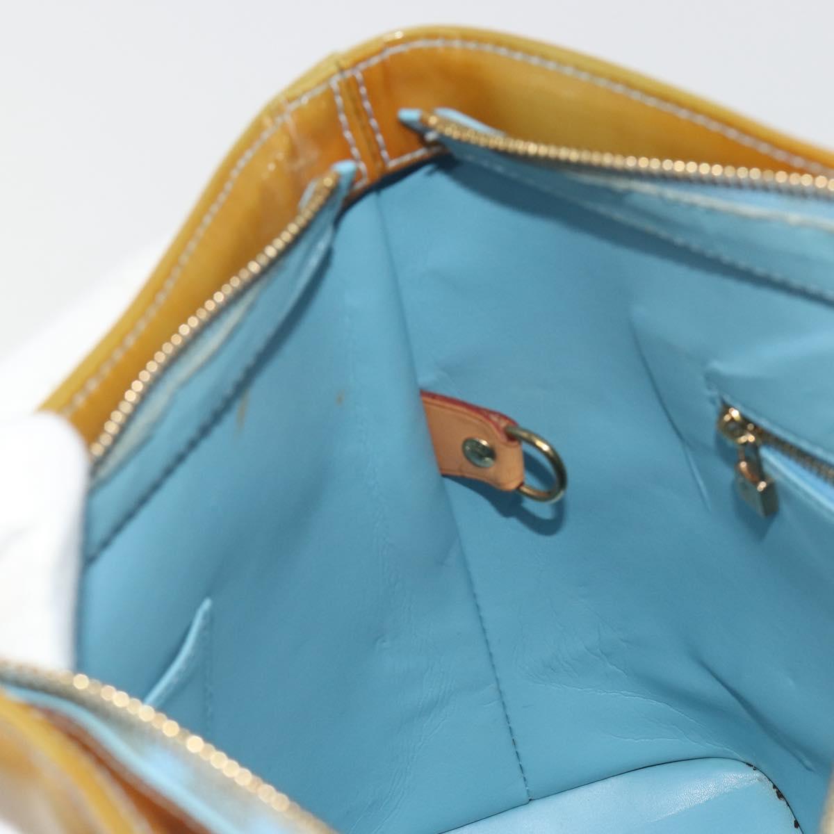 LOUIS VUITTON Monogram Vernis Houston Hand Bag Baby Blue M91005 LV Auth hk3940