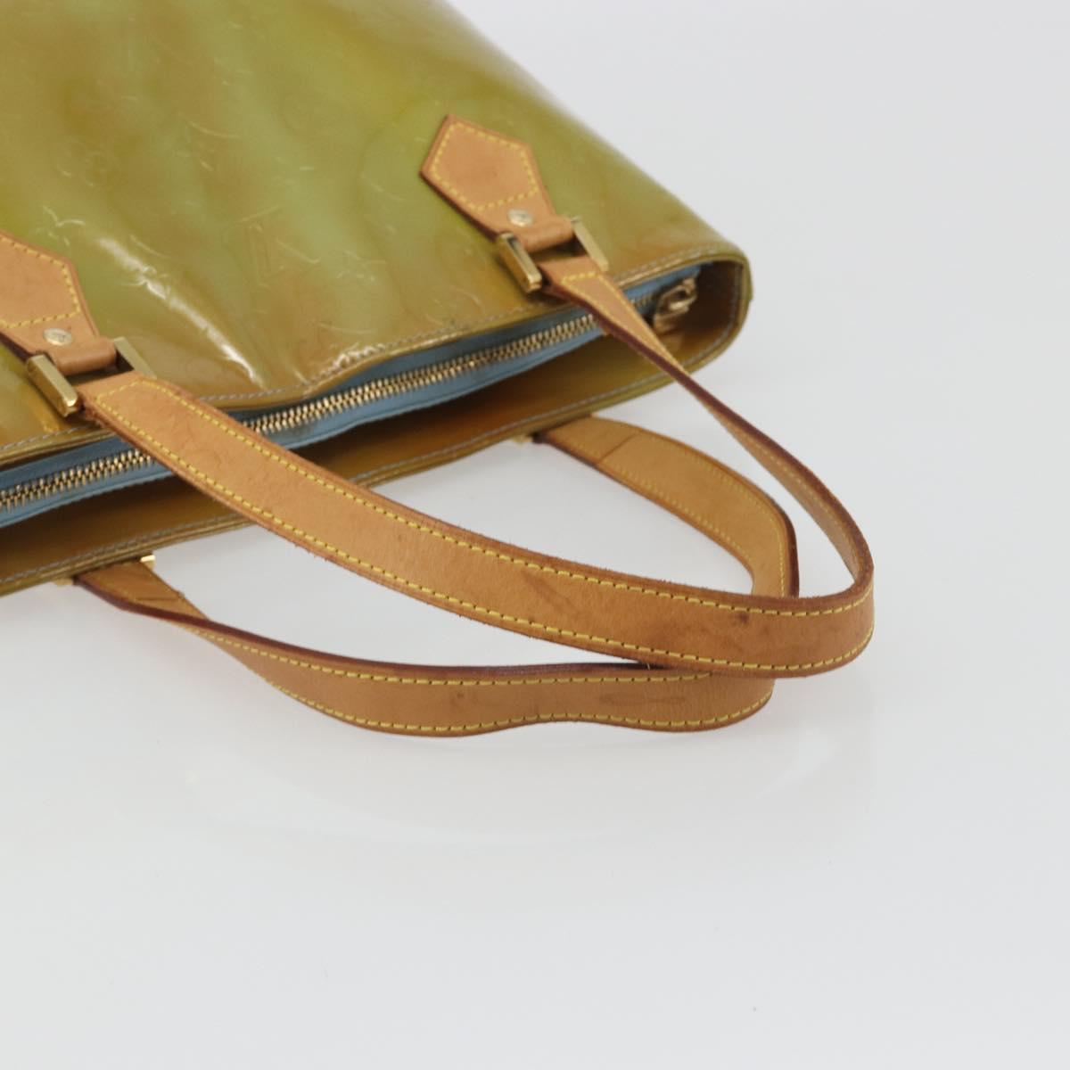 LOUIS VUITTON Monogram Vernis Houston Hand Bag Baby Blue M91005 LV Auth hk3940