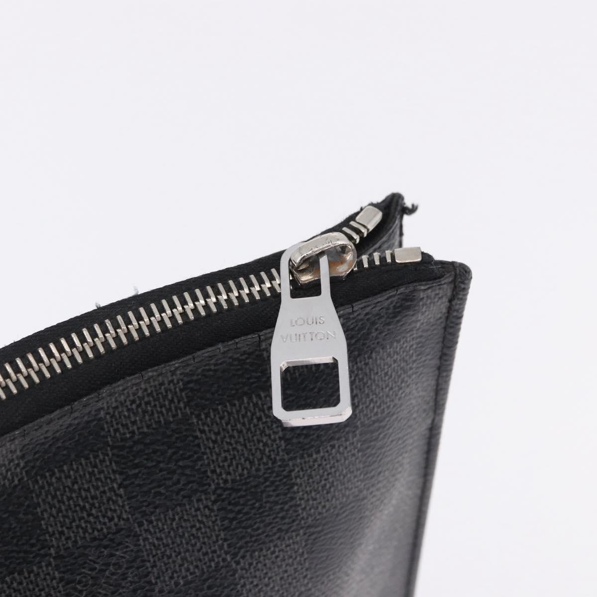 LOUIS VUITTON Damier Graphite Pochette Jules GM Clutch Bag M41501 LV Auth hk3943