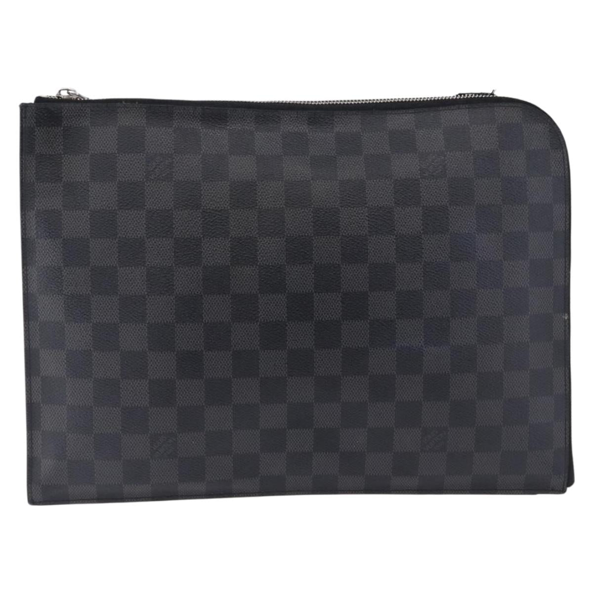 LOUIS VUITTON Damier Graphite Pochette Jules GM Clutch Bag M41501 LV Auth hk3943