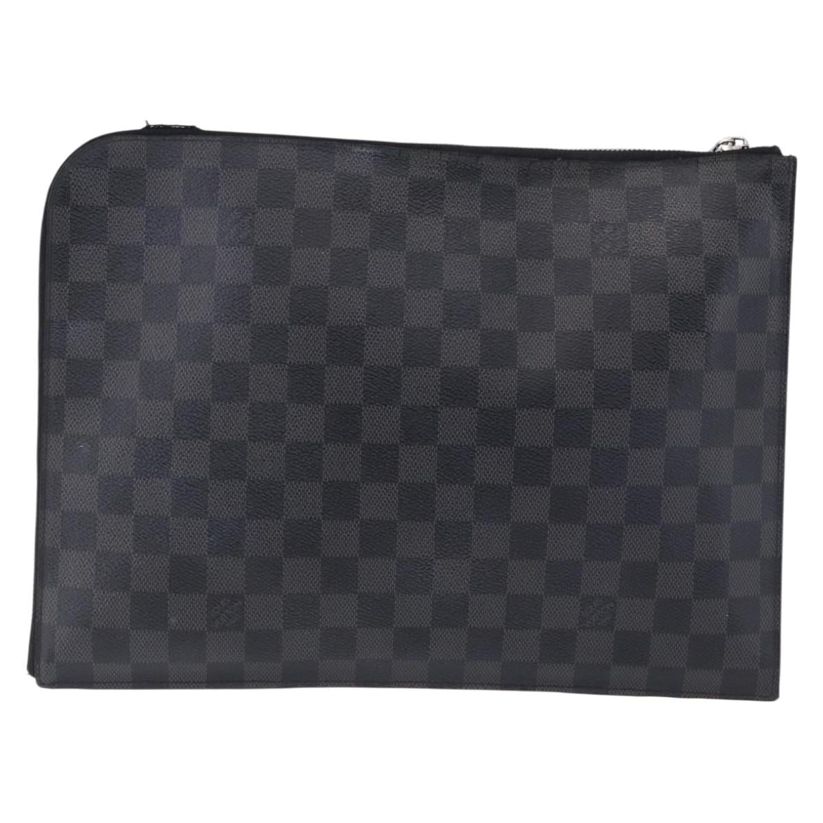 LOUIS VUITTON Damier Graphite Pochette Jules GM Clutch Bag M41501 LV Auth hk3943