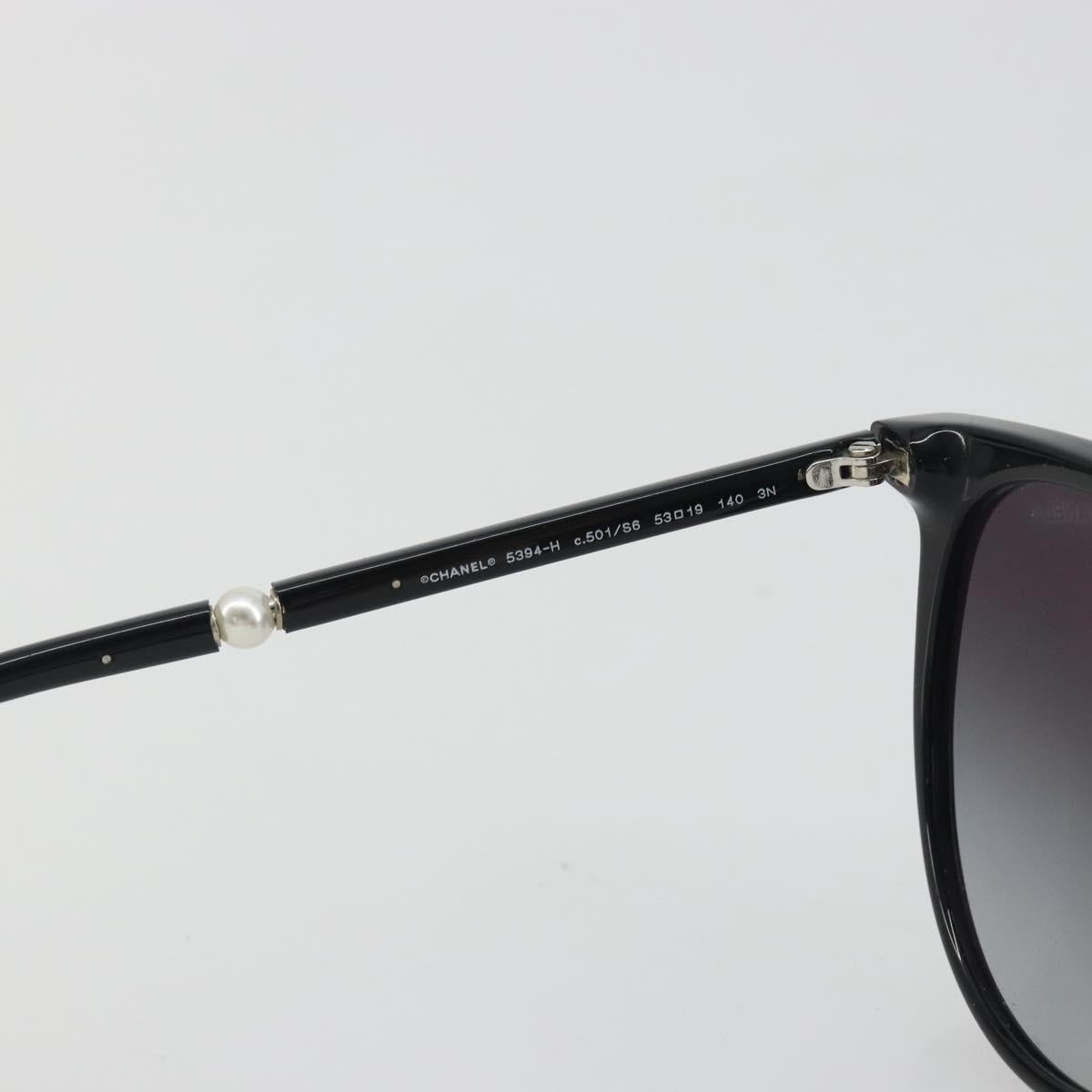 CHANEL Sunglasses Plastic Black CC Auth hk3945