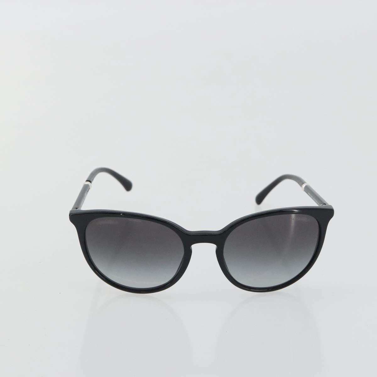 CHANEL Sunglasses Plastic Black CC Auth hk3945