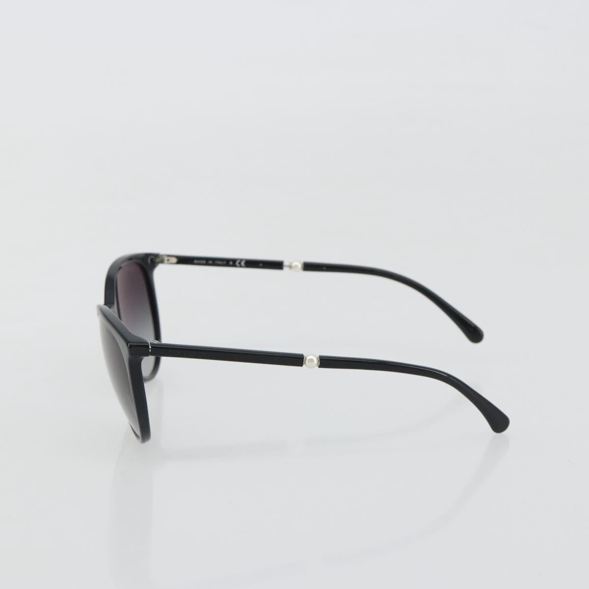 CHANEL Sunglasses Plastic Black CC Auth hk3945
