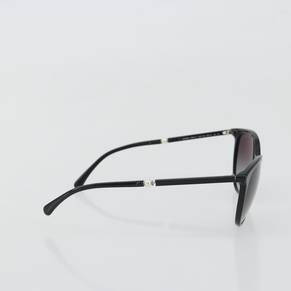 CHANEL Sunglasses Plastic Black CC Auth hk3945