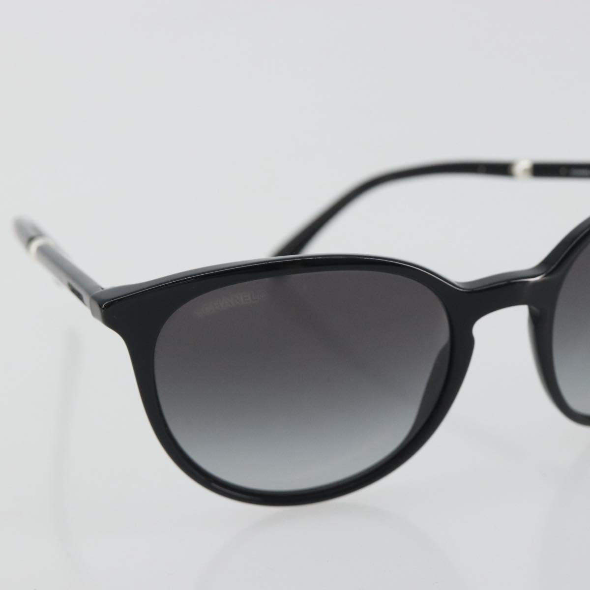 CHANEL Sunglasses Plastic Black CC Auth hk3945