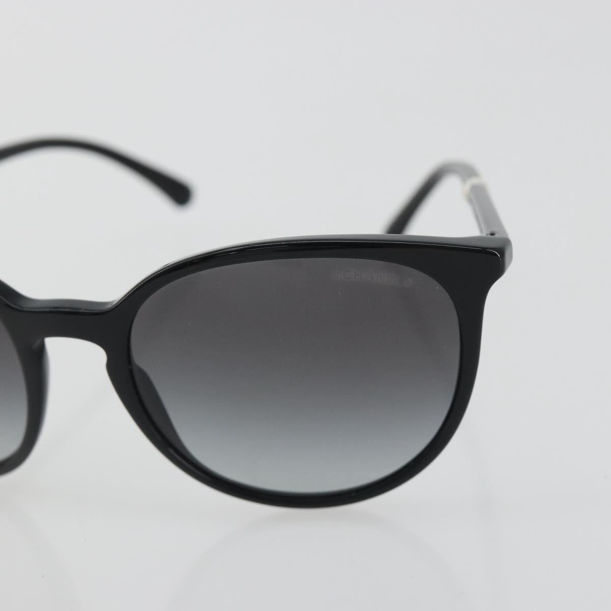 CHANEL Sunglasses Plastic Black CC Auth hk3945