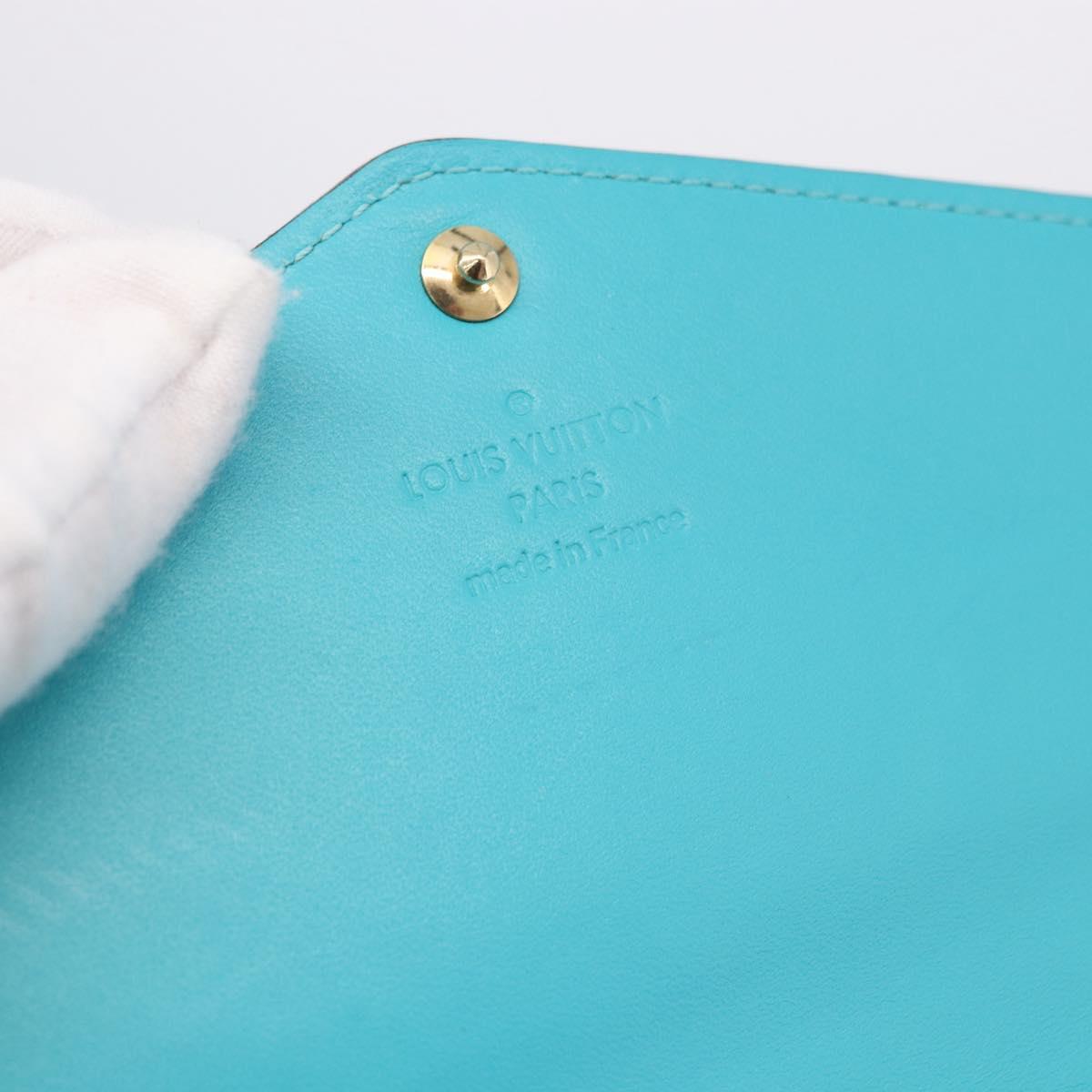 LOUIS VUITTON Monogram Vernis Portefeuille Sarah Wallet Blue M93219 Auth hk3947