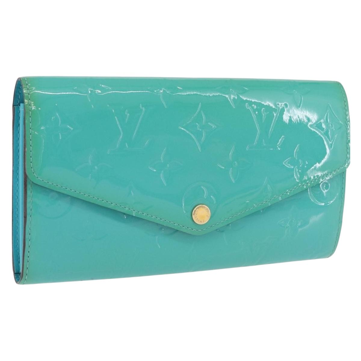 LOUIS VUITTON Monogram Vernis Portefeuille Sarah Wallet Blue M93219 Auth hk3947