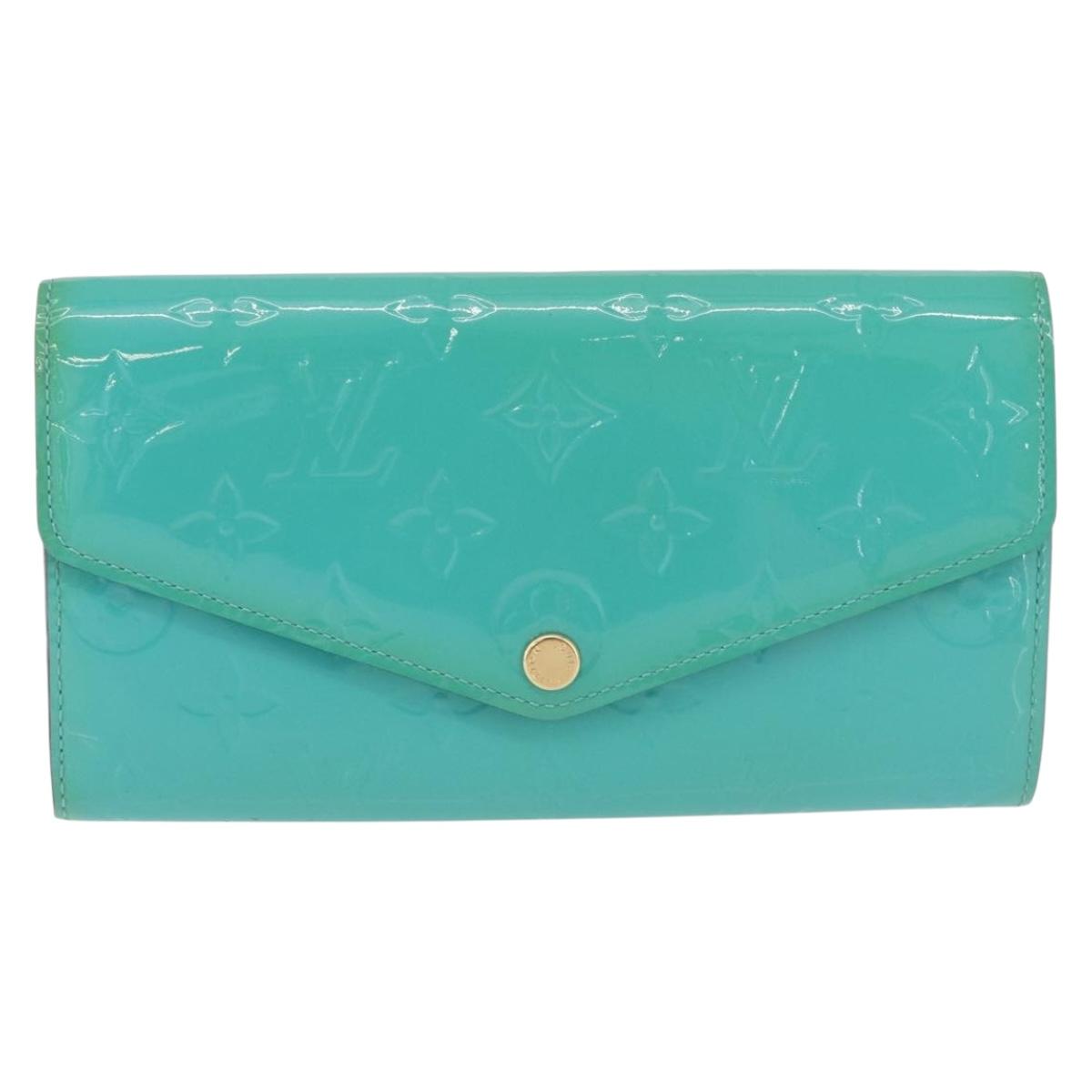 LOUIS VUITTON Monogram Vernis Portefeuille Sarah Wallet Blue M93219 Auth hk3947