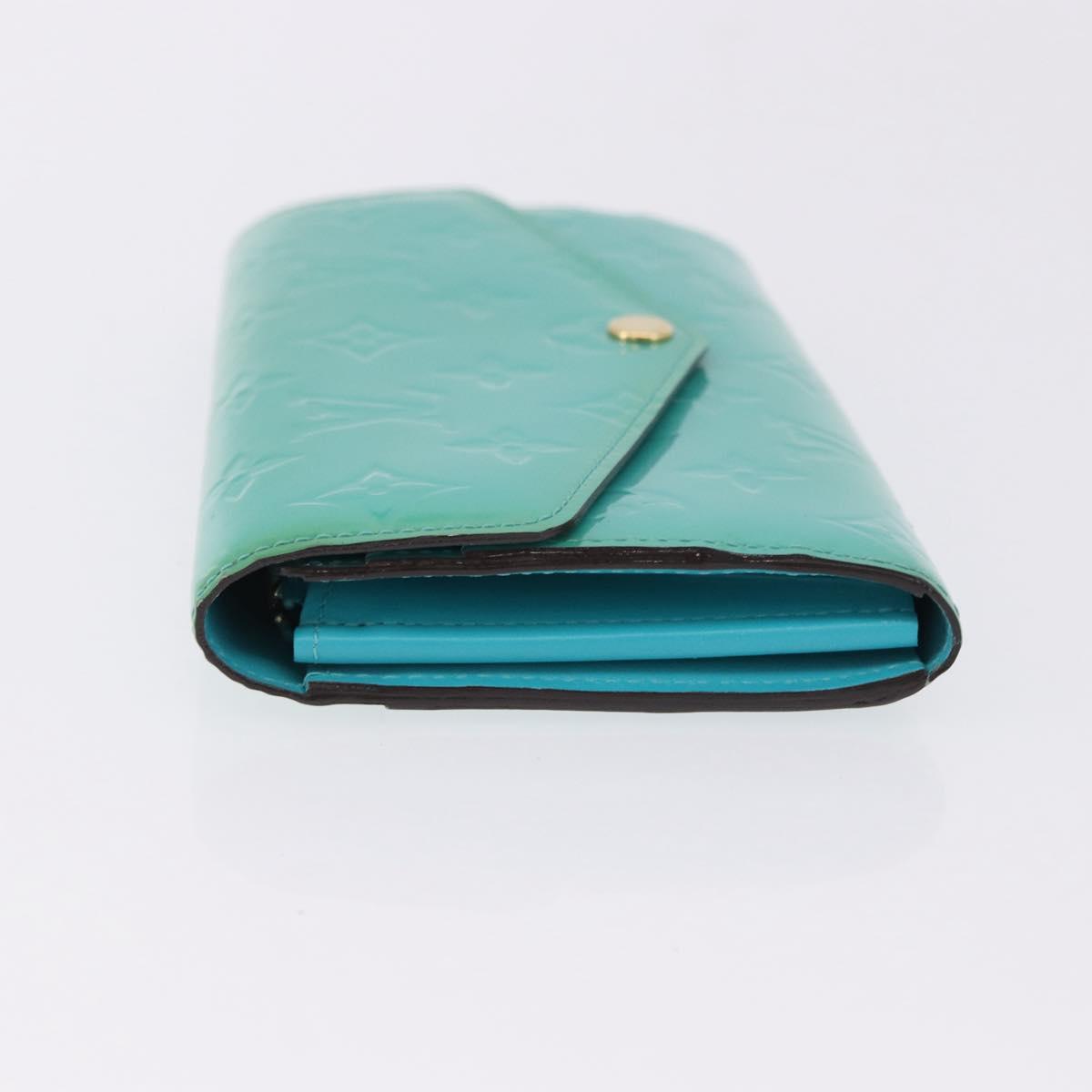 LOUIS VUITTON Monogram Vernis Portefeuille Sarah Wallet Blue M93219 Auth hk3947