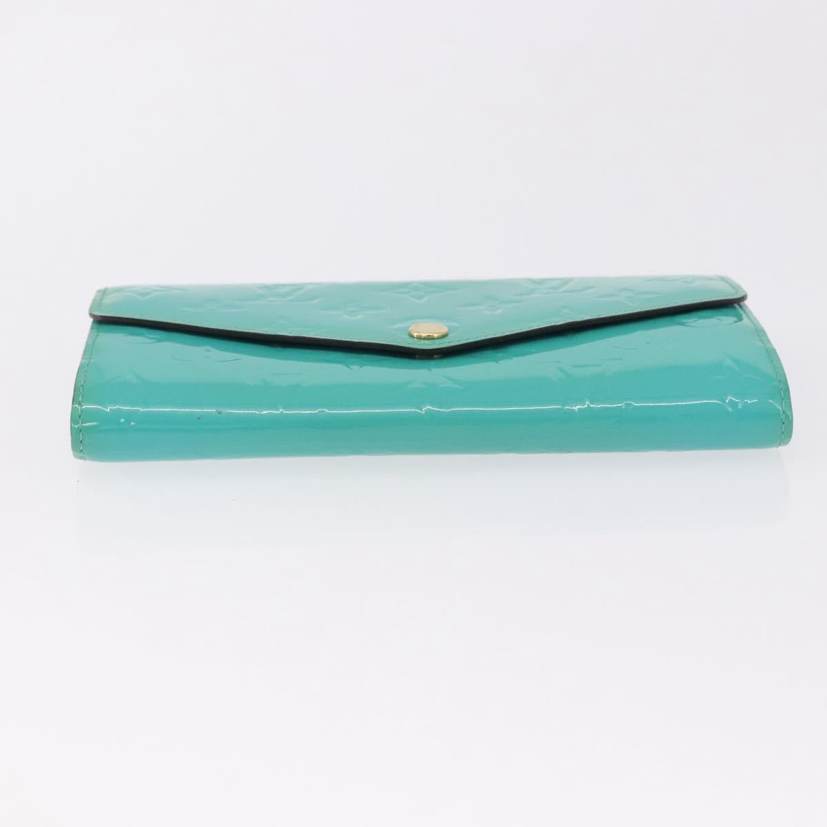 LOUIS VUITTON Monogram Vernis Portefeuille Sarah Wallet Blue M93219 Auth hk3947