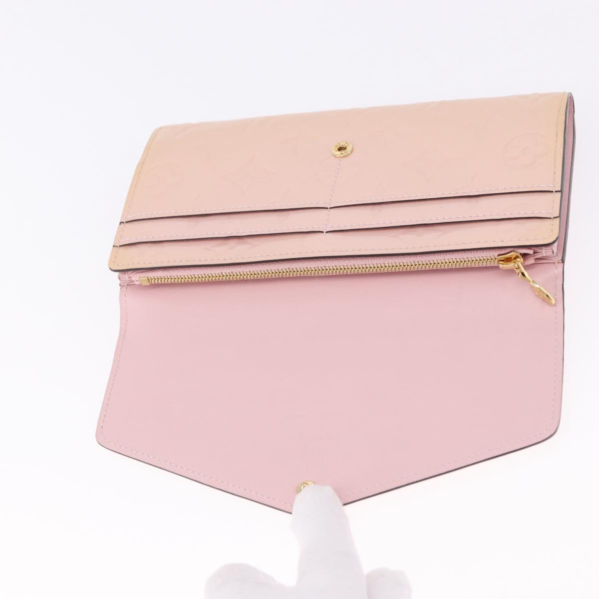 LOUIS VUITTON Vernis Portefeuille Sarah Wallet Rose Valerine M61227 Auth hk3948