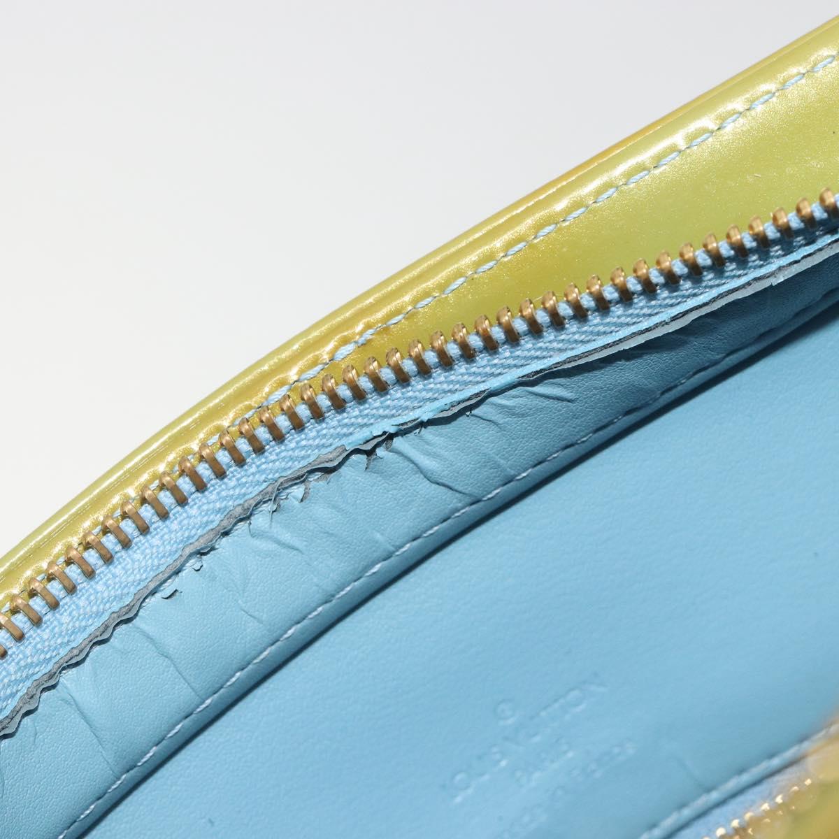 LOUIS VUITTON Monogram Vernis Houston Hand Bag Baby Blue M91005 LV Auth hk3972