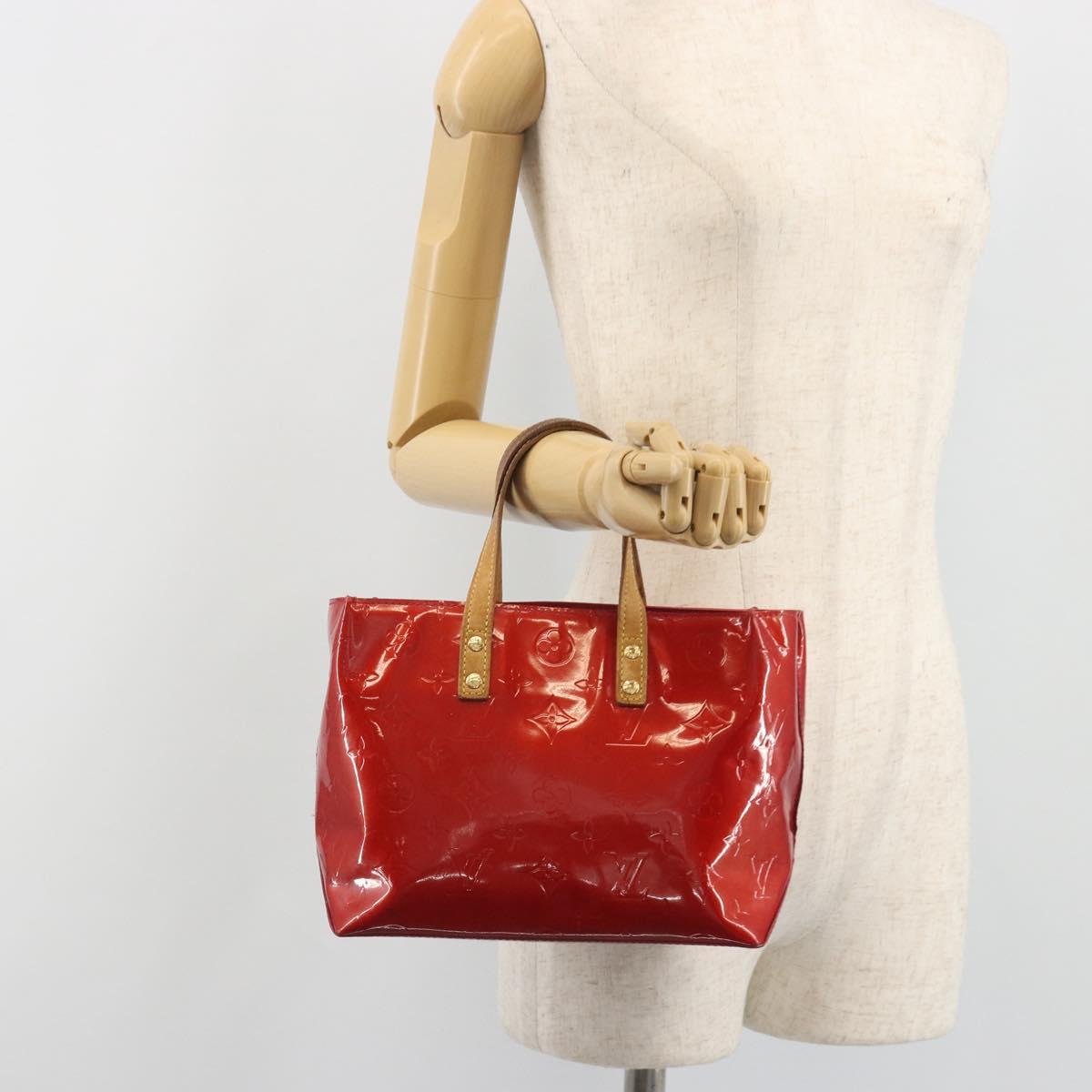 LOUIS VUITTON Monogram Vernis Reade PM Hand Bag Red Rouge M91088 LV Auth hk3973