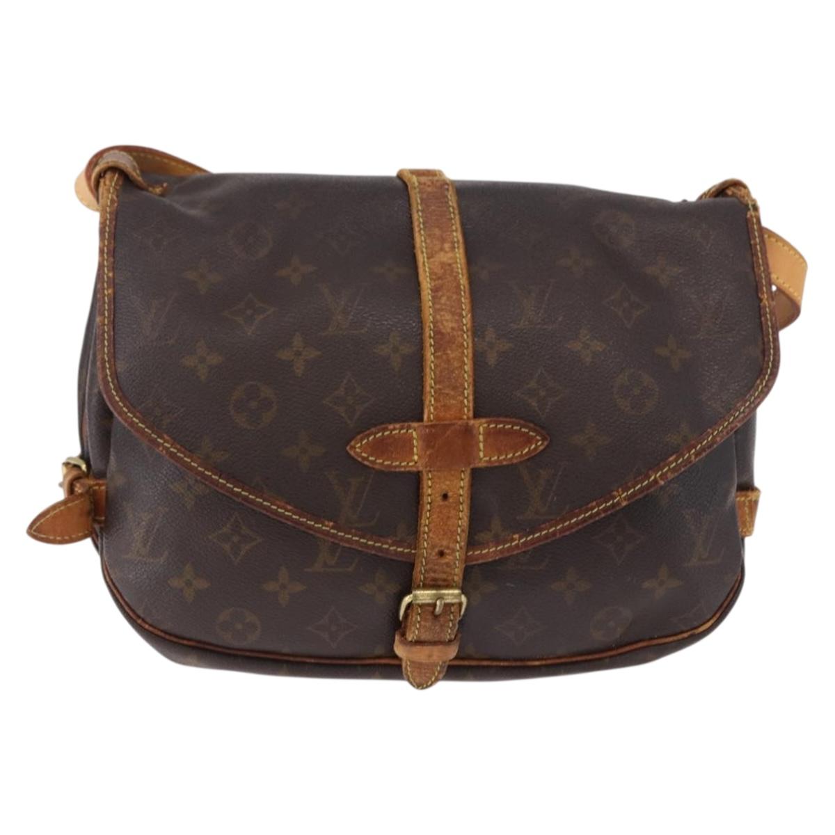 LOUIS VUITTON Monogram Saumur 30 Shoulder Bag M42256 LV Auth hk3976