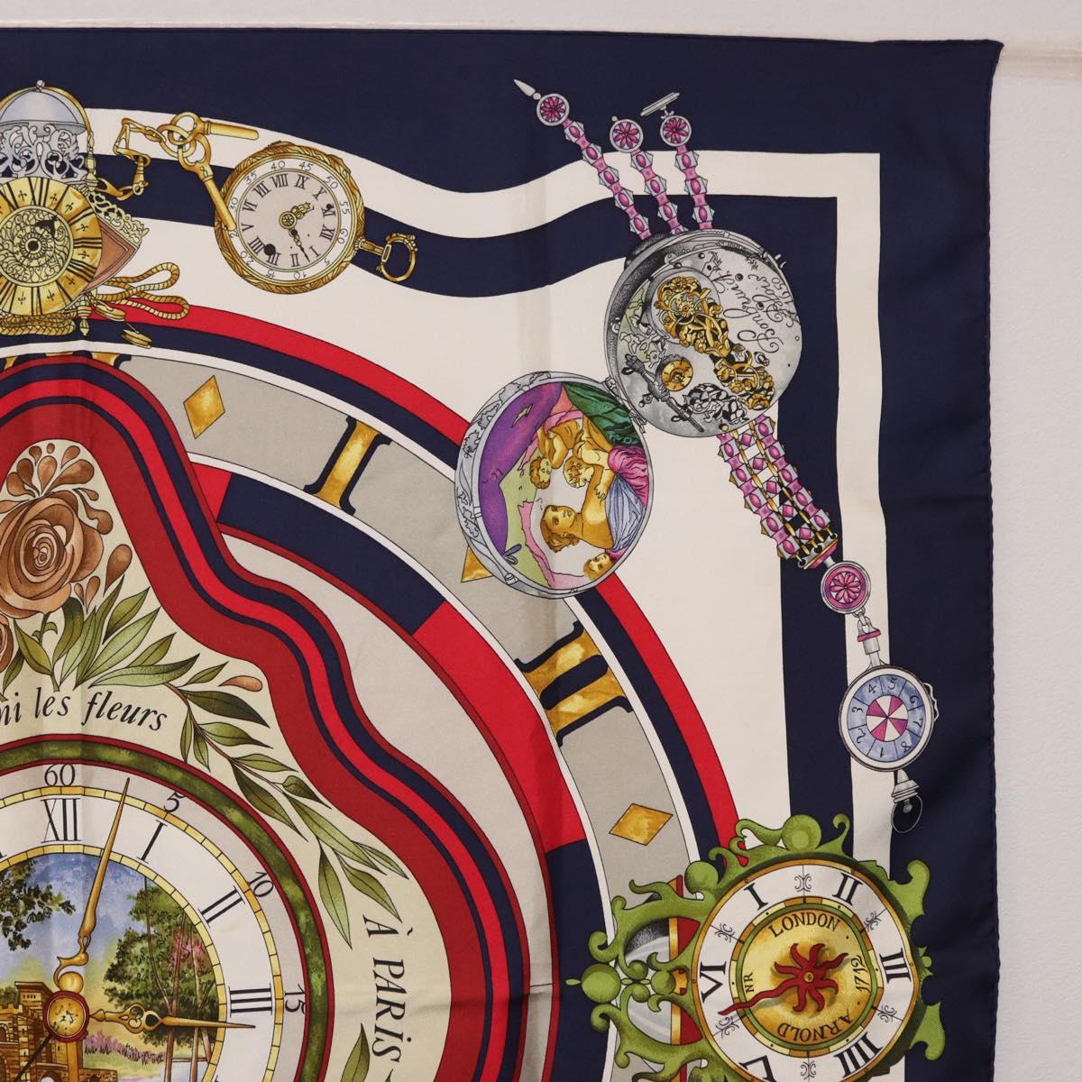 HERMES Carre 90 Scarf Parmi Les Fleursje Compte Silk Navy Auth hk3977