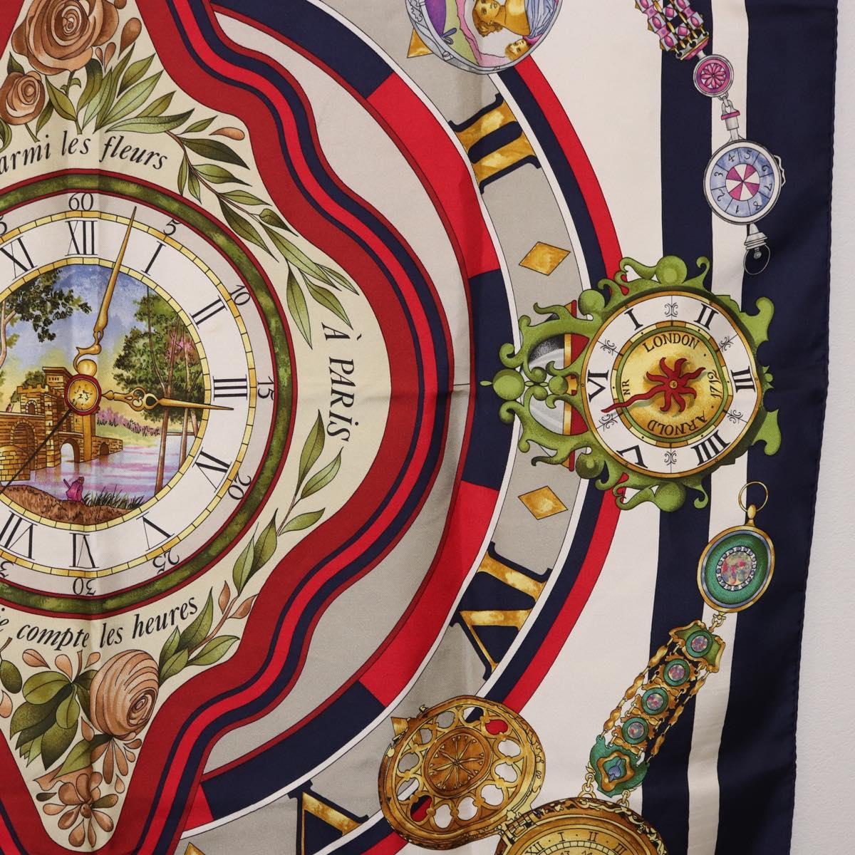 HERMES Carre 90 Scarf Parmi Les Fleursje Compte Silk Navy Auth hk3977