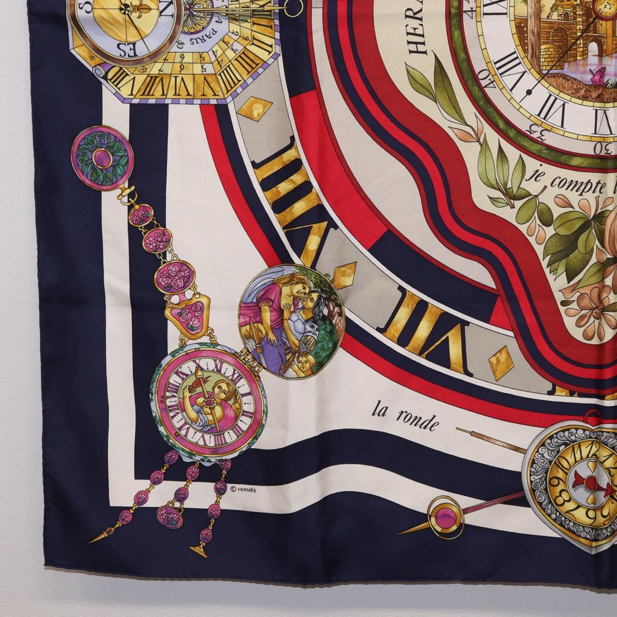HERMES Carre 90 Scarf Parmi Les Fleursje Compte Silk Navy Auth hk3977