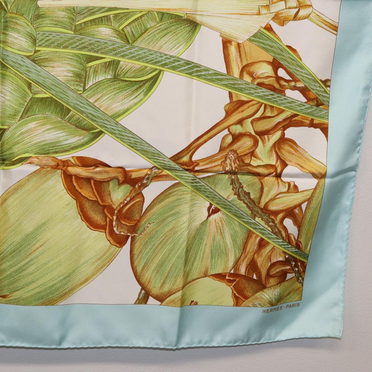 HERMES Carre 90 Scarf Jardin Creole Silk Light Blue Auth hk3978